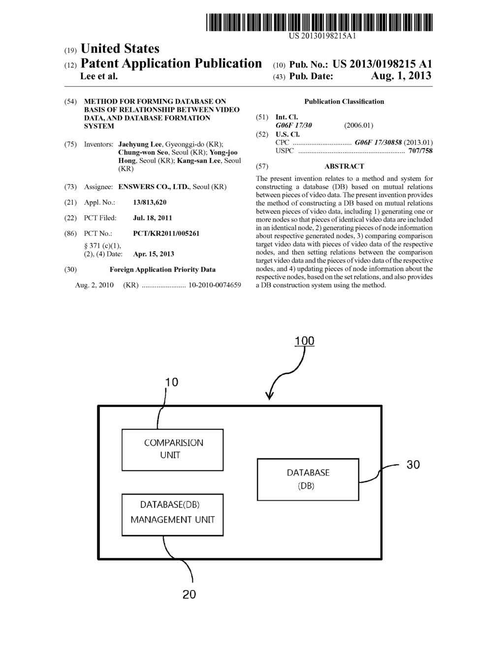 Method for Forming Database on Basis of Relationship Between Video Data,     and Database Formation System - diagram, schematic, and image 01