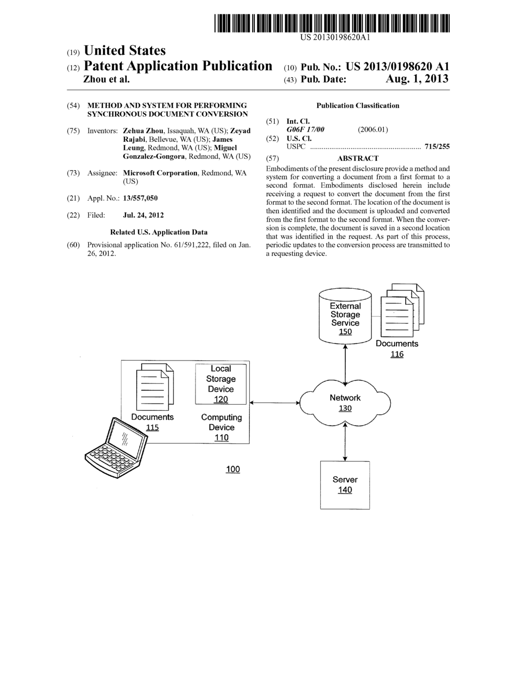 METHOD AND SYSTEM FOR PERFORMING SYNCHRONOUS DOCUMENT CONVERSION - diagram, schematic, and image 01