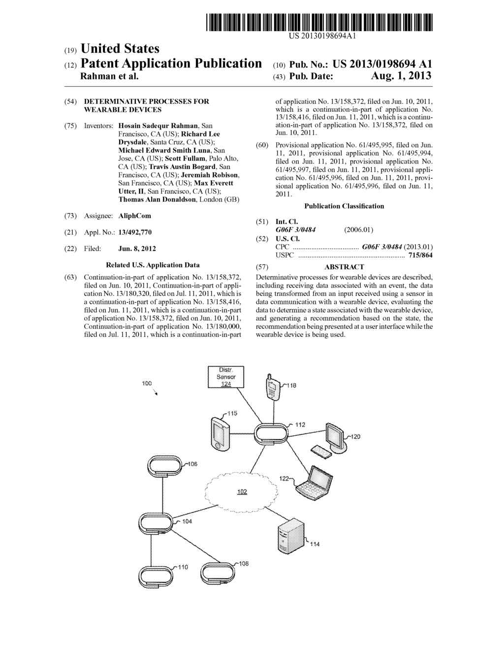 DETERMINATIVE PROCESSES FOR WEARABLE DEVICES - diagram, schematic, and image 01