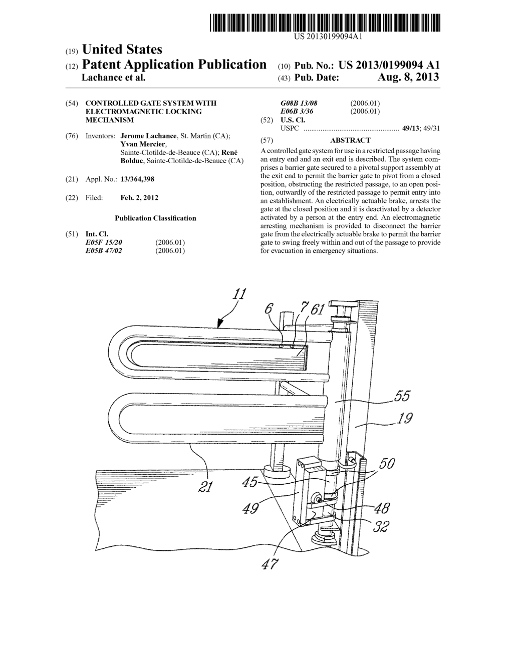 CONTROLLED GATE SYSTEM WITH ELECTROMAGNETIC LOCKING MECHANISM - diagram, schematic, and image 01