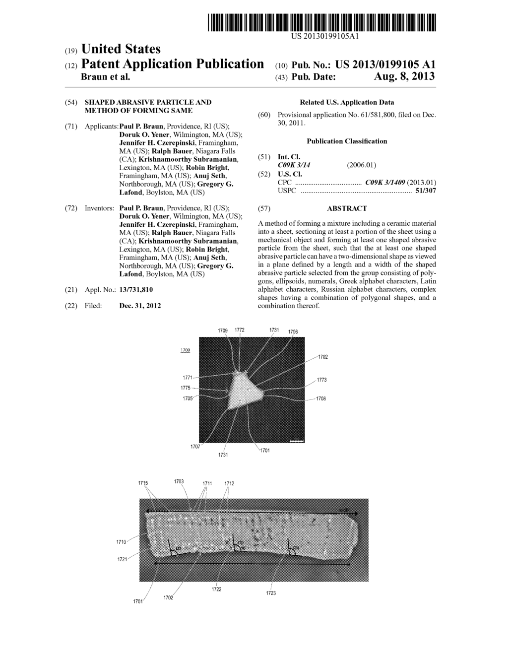 SHAPED ABRASIVE PARTICLE AND METHOD OF FORMING SAME - diagram, schematic, and image 01