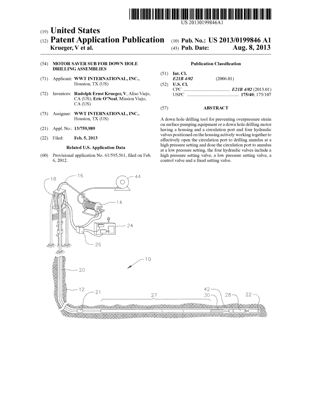 MOTOR SAVER SUB FOR DOWN HOLE DRILLING ASSEMBLIES - diagram, schematic, and image 01