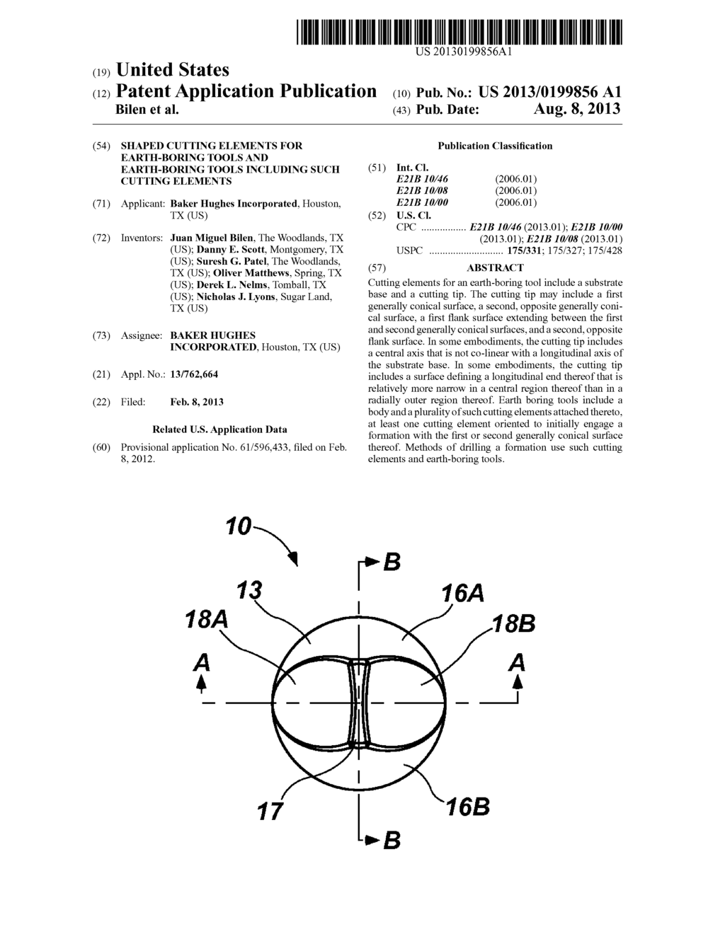 SHAPED CUTTING ELEMENTS FOR EARTH-BORING TOOLS AND EARTH-BORING TOOLS     INCLUDING SUCH CUTTING ELEMENTS - diagram, schematic, and image 01