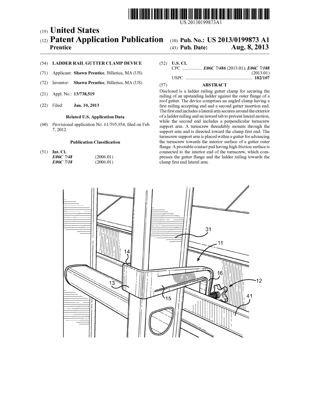 Ladder Rail Gutter Clamp Device - diagram, schematic, and image 01