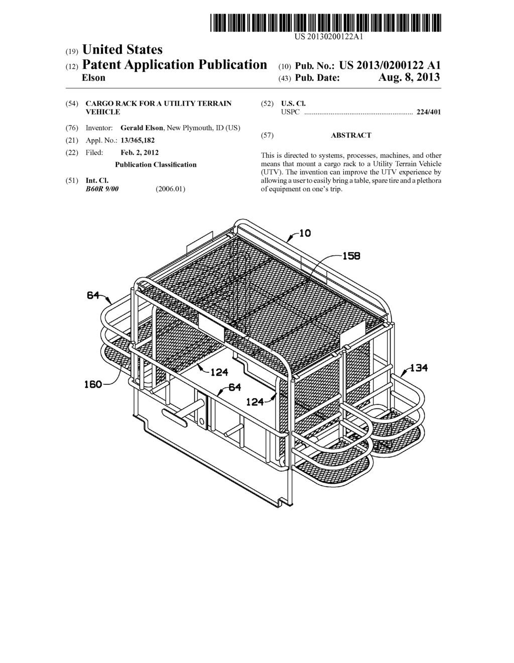 CARGO RACK FOR A UTILITY TERRAIN VEHICLE - diagram, schematic, and image 01