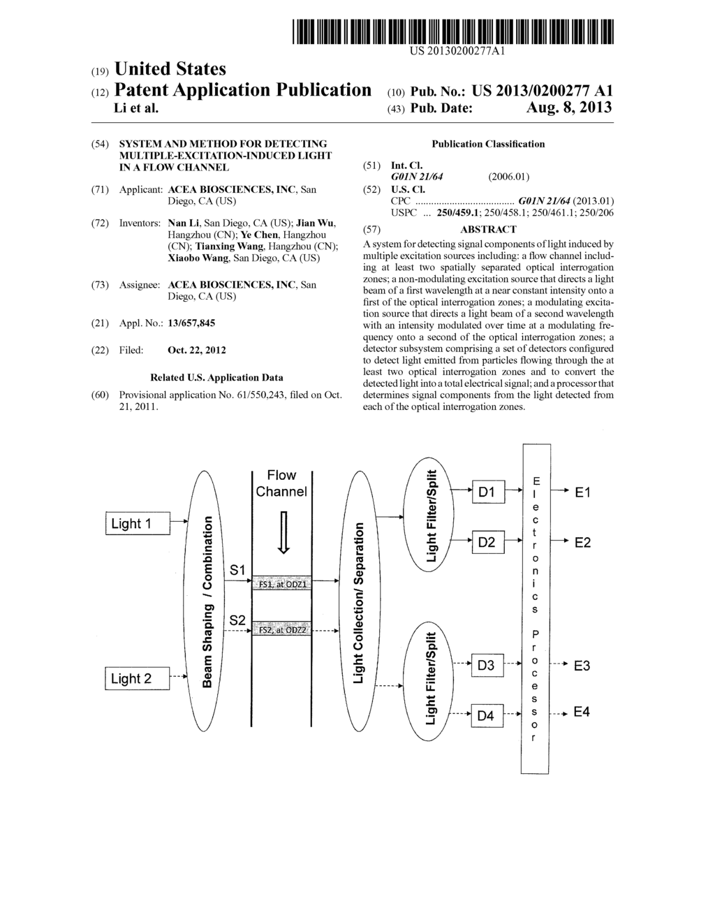 SYSTEM AND METHOD FOR DETECTING MULTIPLE-EXCITATION-INDUCED LIGHT IN A     FLOW CHANNEL - diagram, schematic, and image 01