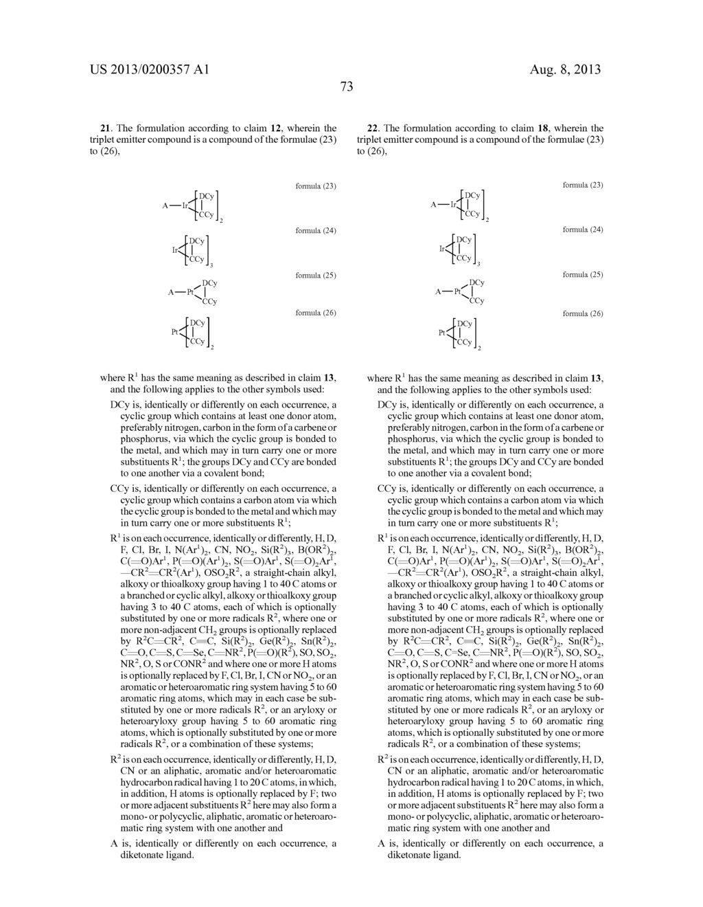 FORMULATIONS FOR ORGANIC ELECTROLUMINESCENT DEVICES - diagram, schematic, and image 75