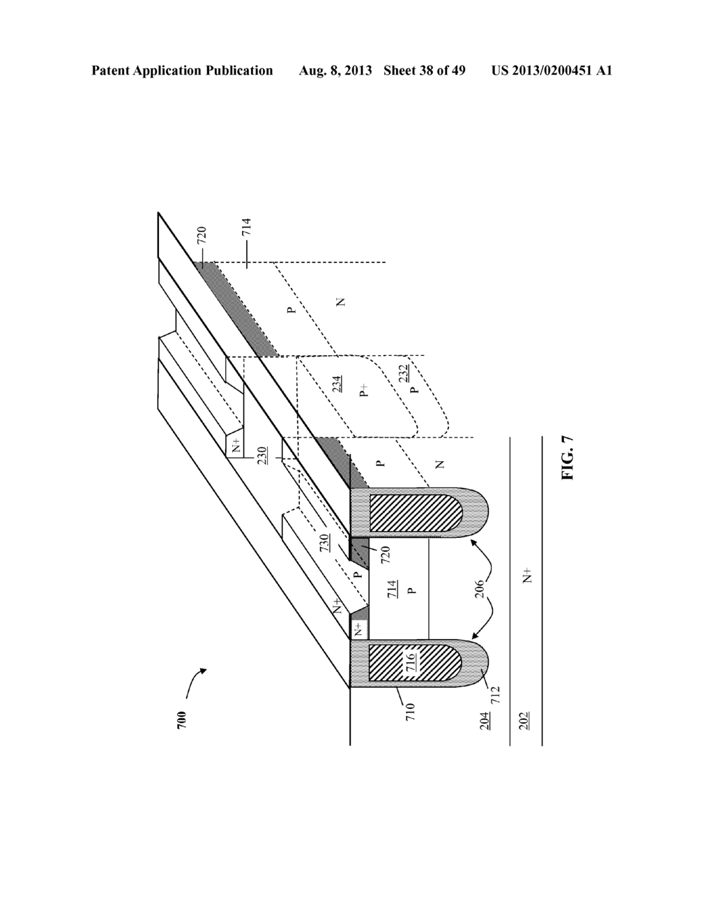 NANO MOSFET WITH TRENCH BOTTOM OXIDE SHIELDED AND THIRD DIMENSIONAL P-BODY     CONTACT - diagram, schematic, and image 39