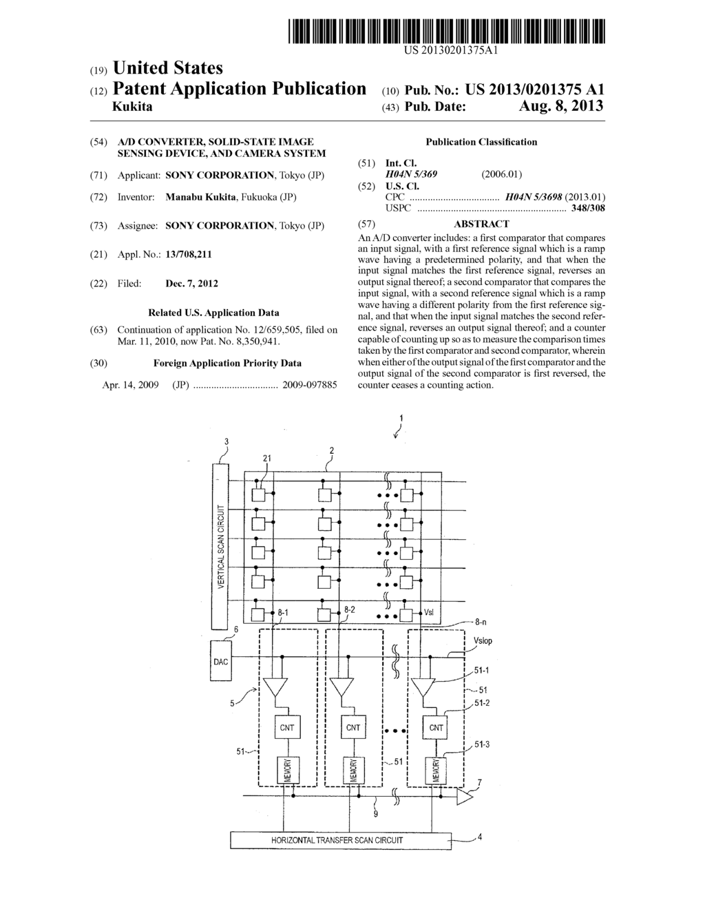 A/D CONVERTER, SOLID-STATE IMAGE SENSING DEVICE, AND CAMERA SYSTEM - diagram, schematic, and image 01