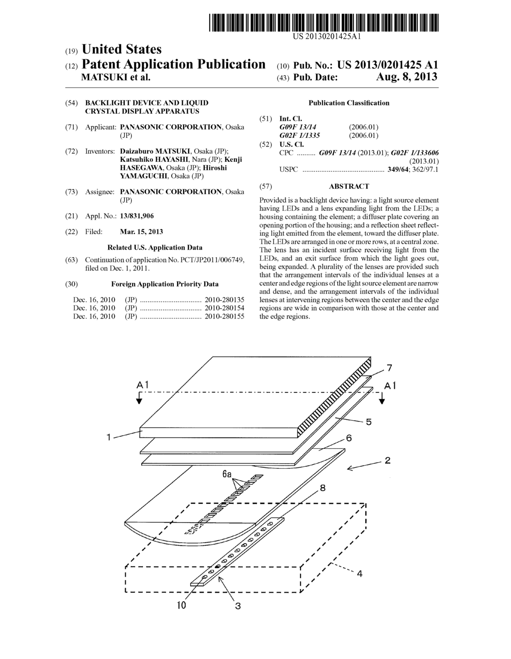 BACKLIGHT DEVICE AND LIQUID CRYSTAL DISPLAY APPARATUS - diagram, schematic, and image 01