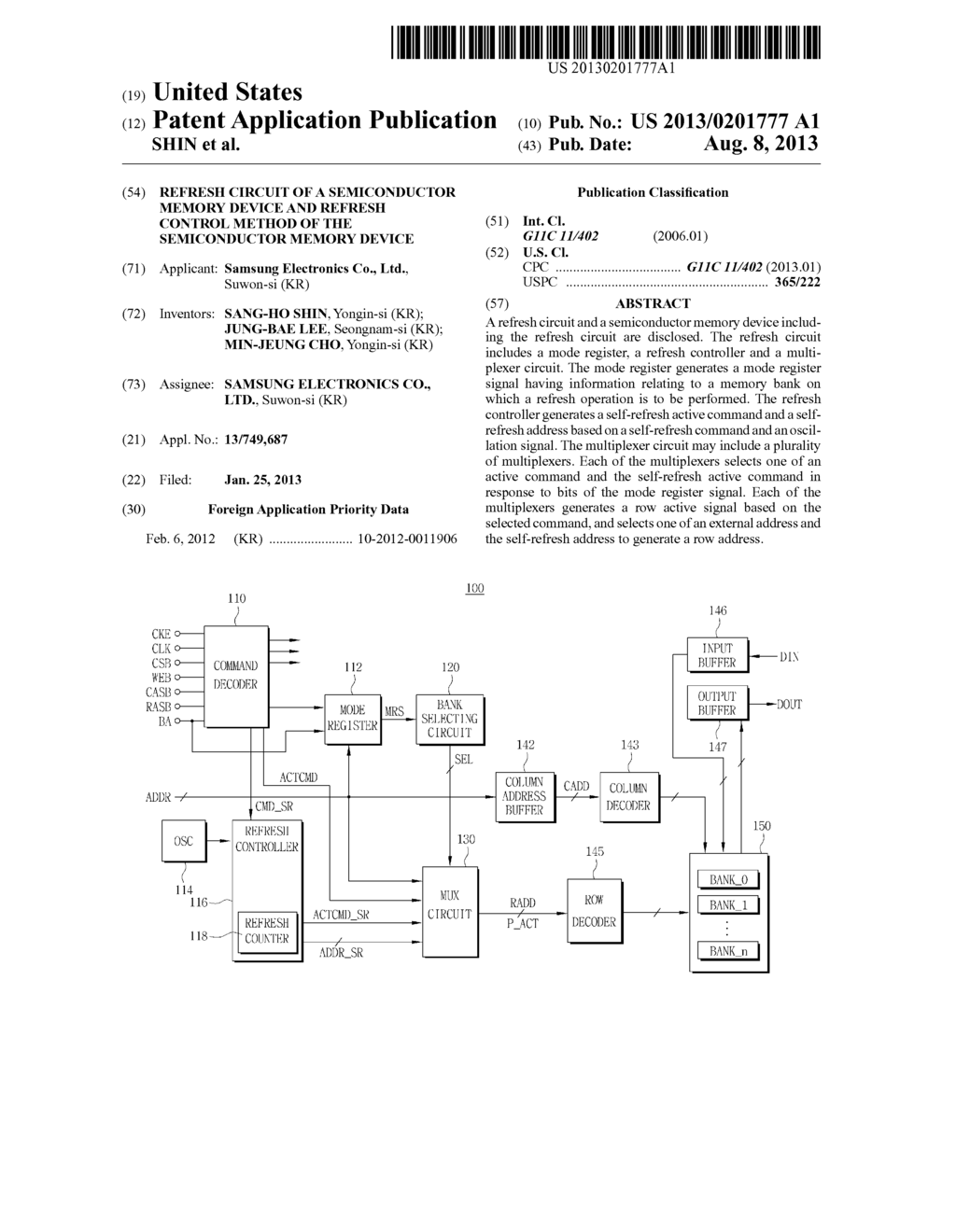 REFRESH CIRCUIT OF A SEMICONDUCTOR MEMORY DEVICE AND REFRESH CONTROL     METHOD OF THE SEMICONDUCTOR MEMORY DEVICE - diagram, schematic, and image 01