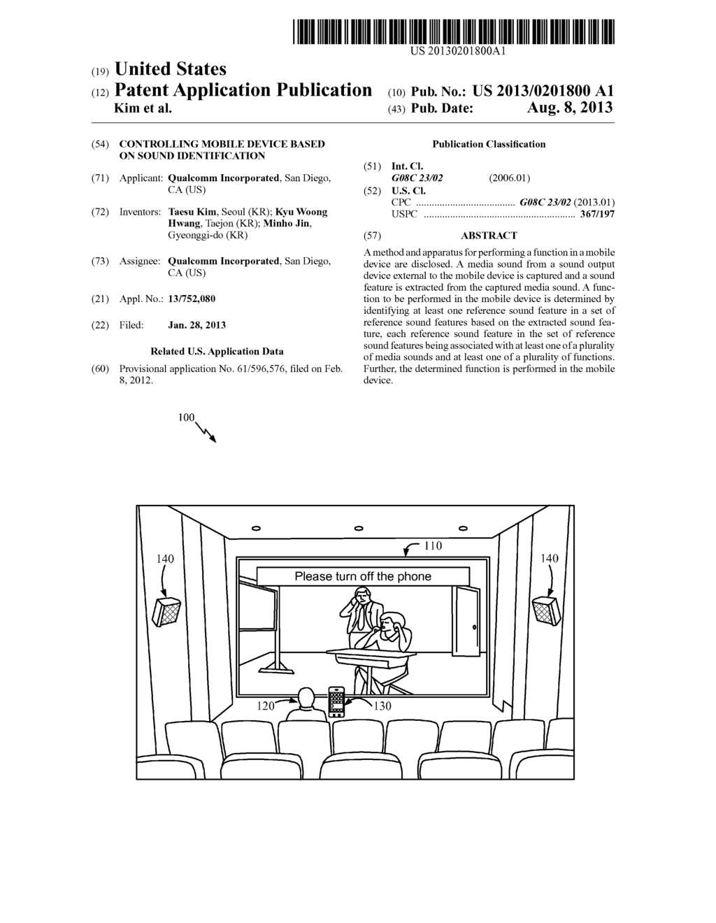 CONTROLLING MOBILE DEVICE BASED ON SOUND IDENTIFICATION - diagram, schematic, and image 01