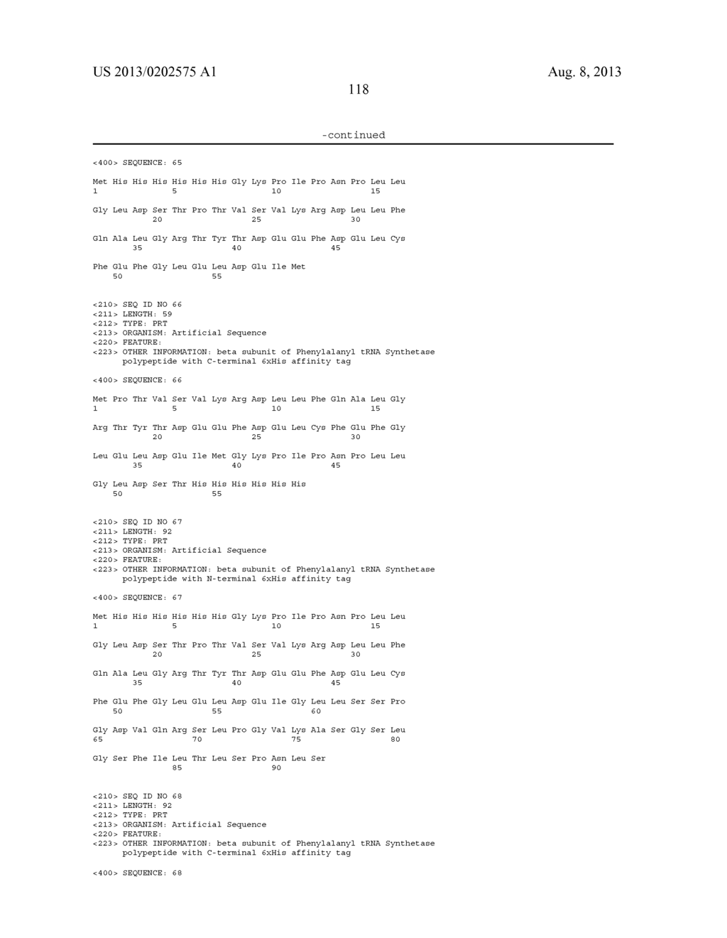 INNOVATIVE DISCOVERY OF THERAPEUTIC, DIAGNOSTIC, AND ANTIBODY COMPOSITIONS     RELATED TO PROTEIN FRAGMENTS OF PHENYLALANYL-BETA-TRNA SYNTHETASES - diagram, schematic, and image 126