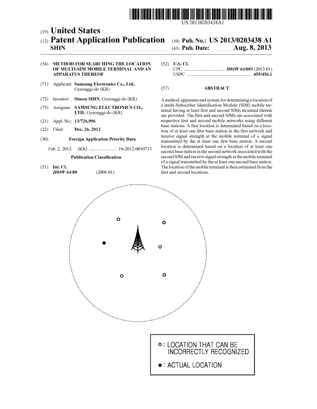 METHOD FOR SEARCHING THE LOCATION OF MULTI-SIM MOBILE TERMINAL AND AN     APPARATUS THEREOF - diagram, schematic, and image 01