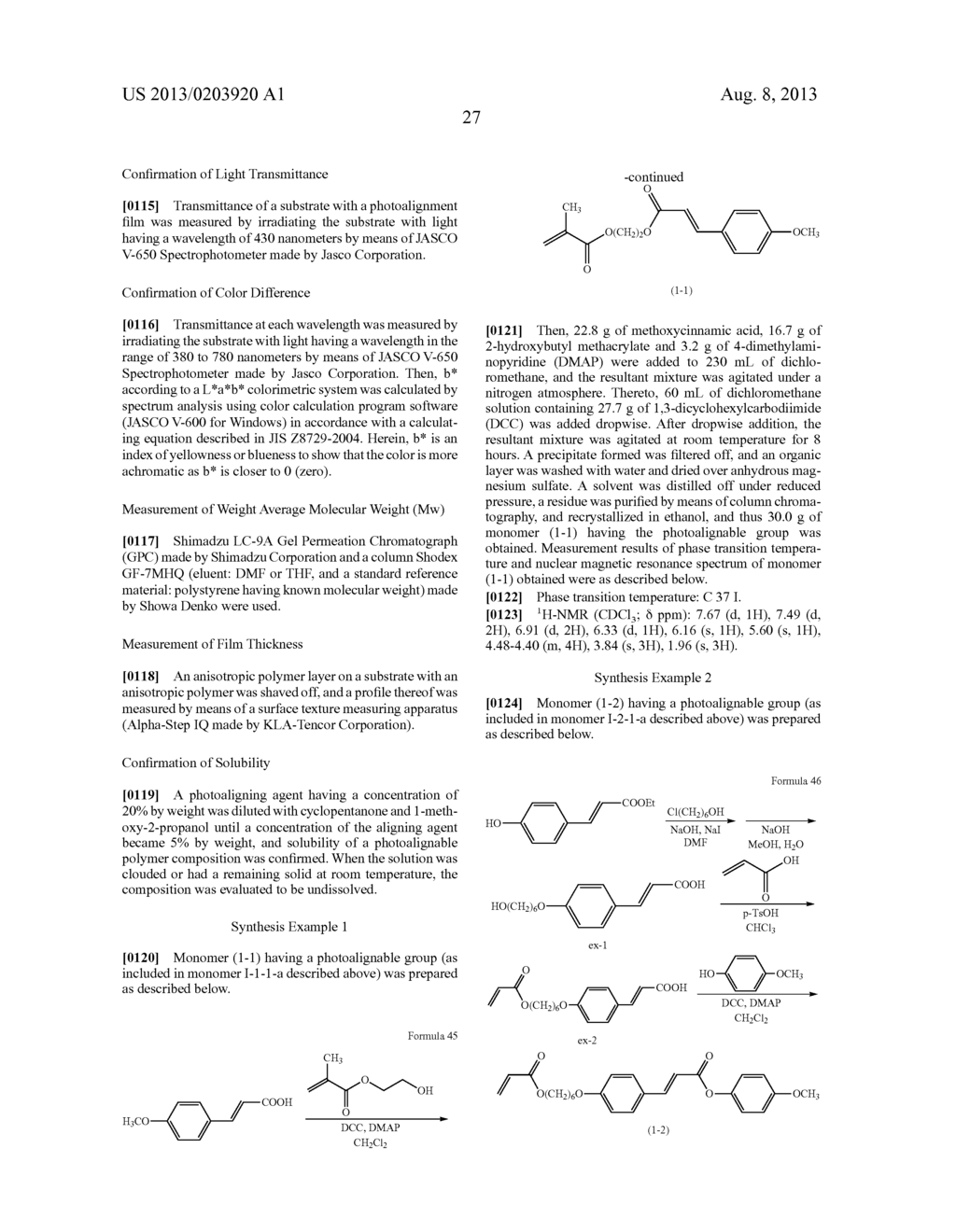 POLYMER COMPOSITION HAVING PHOTOALIGNABLE GROUP, LIQUID CRYSTAL ALIGNMENT     FILM FORMED OF THE POLYMER COMPOSITION, AND LIQUID CRYSTAL DISPLAY DEVICE     HAVING PHASE DIFFERENCE PLATE FORMED OF THE LIQUID CRYSTAL ALIGNMENT FILM - diagram, schematic, and image 28