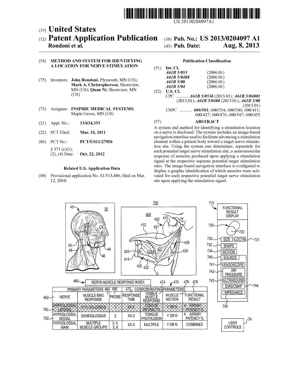 METHOD AND SYSTEM FOR IDENTIFYING A LOCATION FOR NERVE STIMULATION - diagram, schematic, and image 01