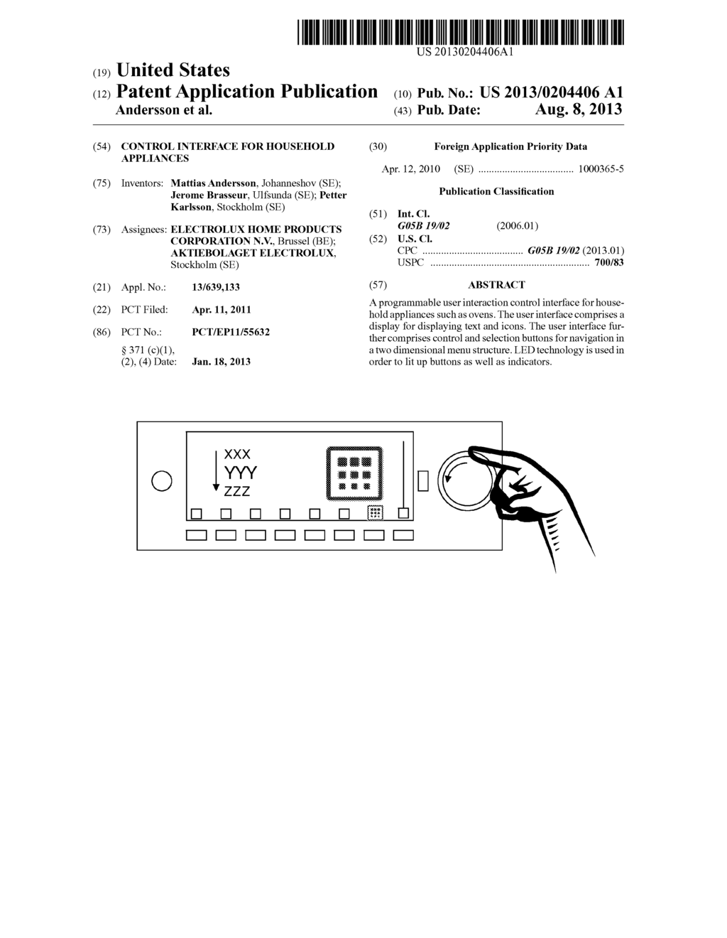 CONTROL INTERFACE FOR HOUSEHOLD APPLIANCES - diagram, schematic, and image 01