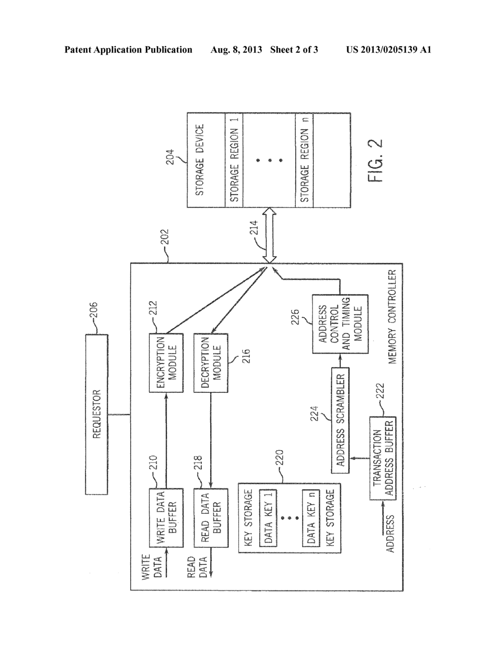 Scrambling An Address And Encrypting Write Data For Storing In A Storage     Device - diagram, schematic, and image 03