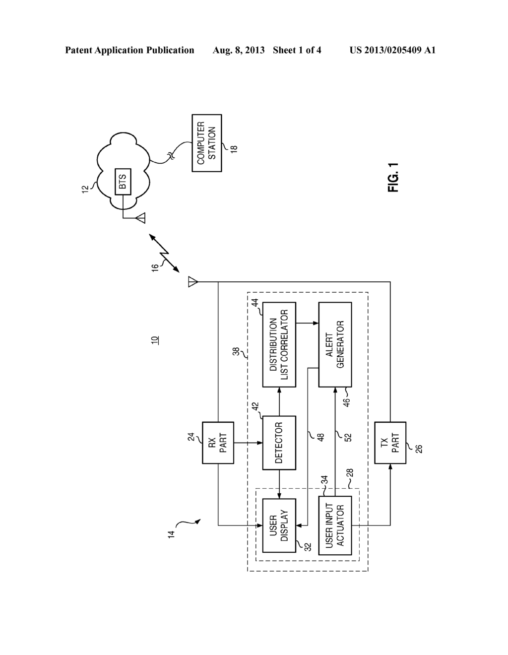 APPARATUS, AND ASSOCIATED METHOD, FOR ALERTING USER  OF COMMUNICATION     DEVICE OF ENTRIES ON A  MAIL MESSAGE DISTRIBUTION LIST - diagram, schematic, and image 02