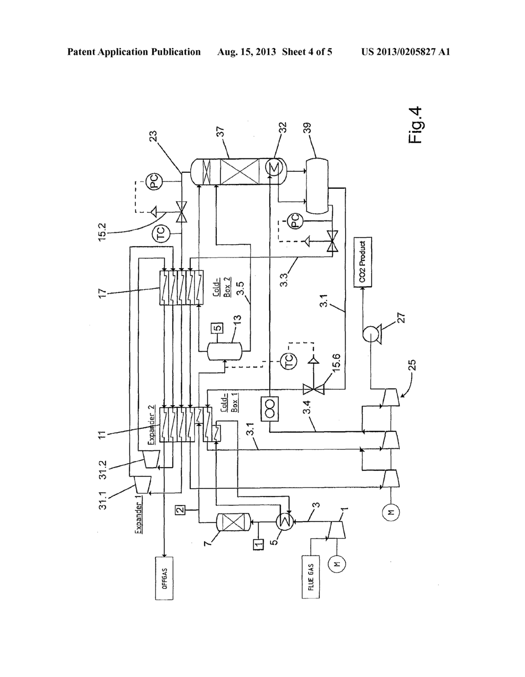 METHOD AND INSTALLATION FOR LIQUEFYING FLUE GAS FROM COMBUSTION     INSTALLATIONS - diagram, schematic, and image 05