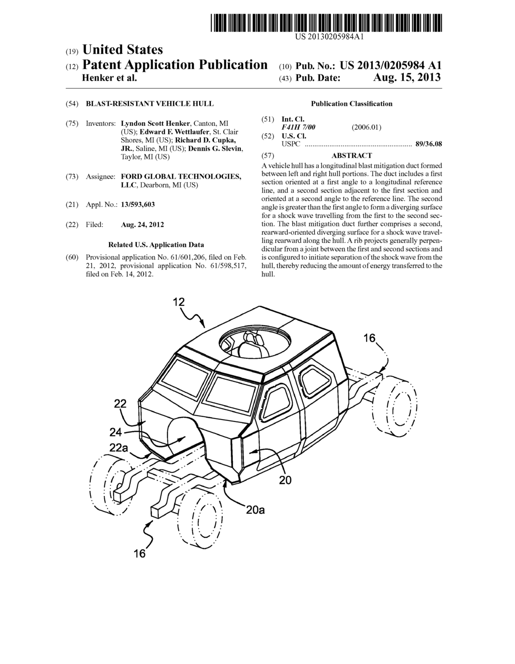 BLAST-RESISTANT VEHICLE HULL - diagram, schematic, and image 01