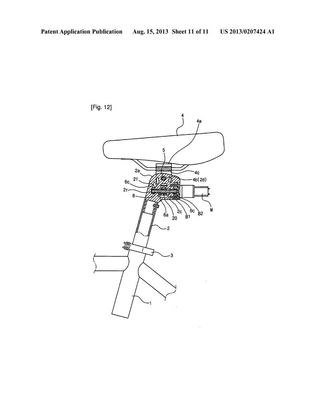 APPARATUS FOR ADJUSTING SADDLE RETAINING ANGLE OF BICYCLE - diagram, schematic, and image 12