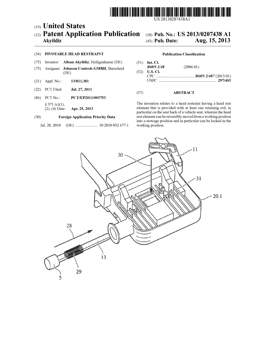 PIVOTABLE HEAD RESTRAINT - diagram, schematic, and image 01