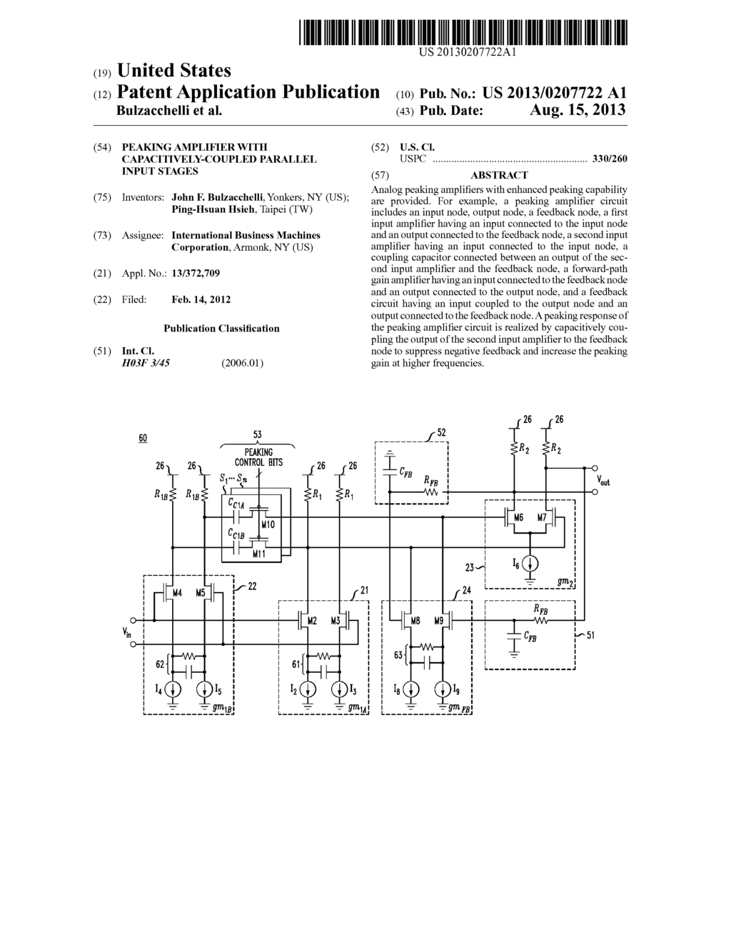 PEAKING AMPLIFIER WITH CAPACITIVELY-COUPLED PARALLEL INPUT STAGES - diagram, schematic, and image 01