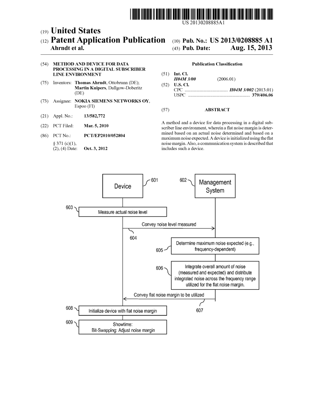 METHOD AND DEVICE FOR DATA PROCESSING IN A DIGITAL SUBSCRIBER LINE     ENVIRONMENT - diagram, schematic, and image 01