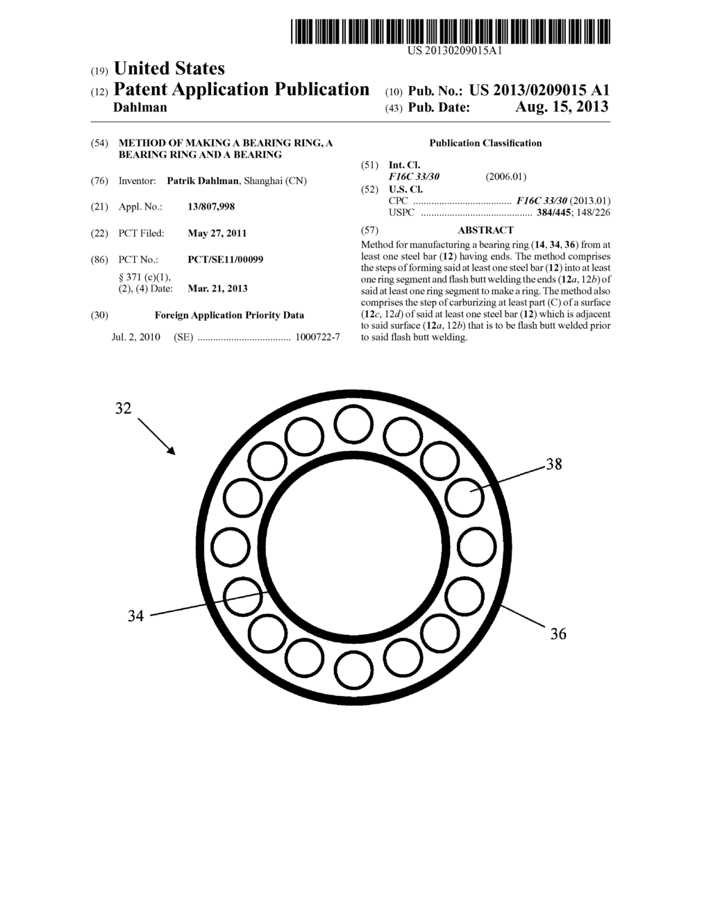 METHOD OF MAKING A BEARING RING, A BEARING RING AND A BEARING - diagram, schematic, and image 01