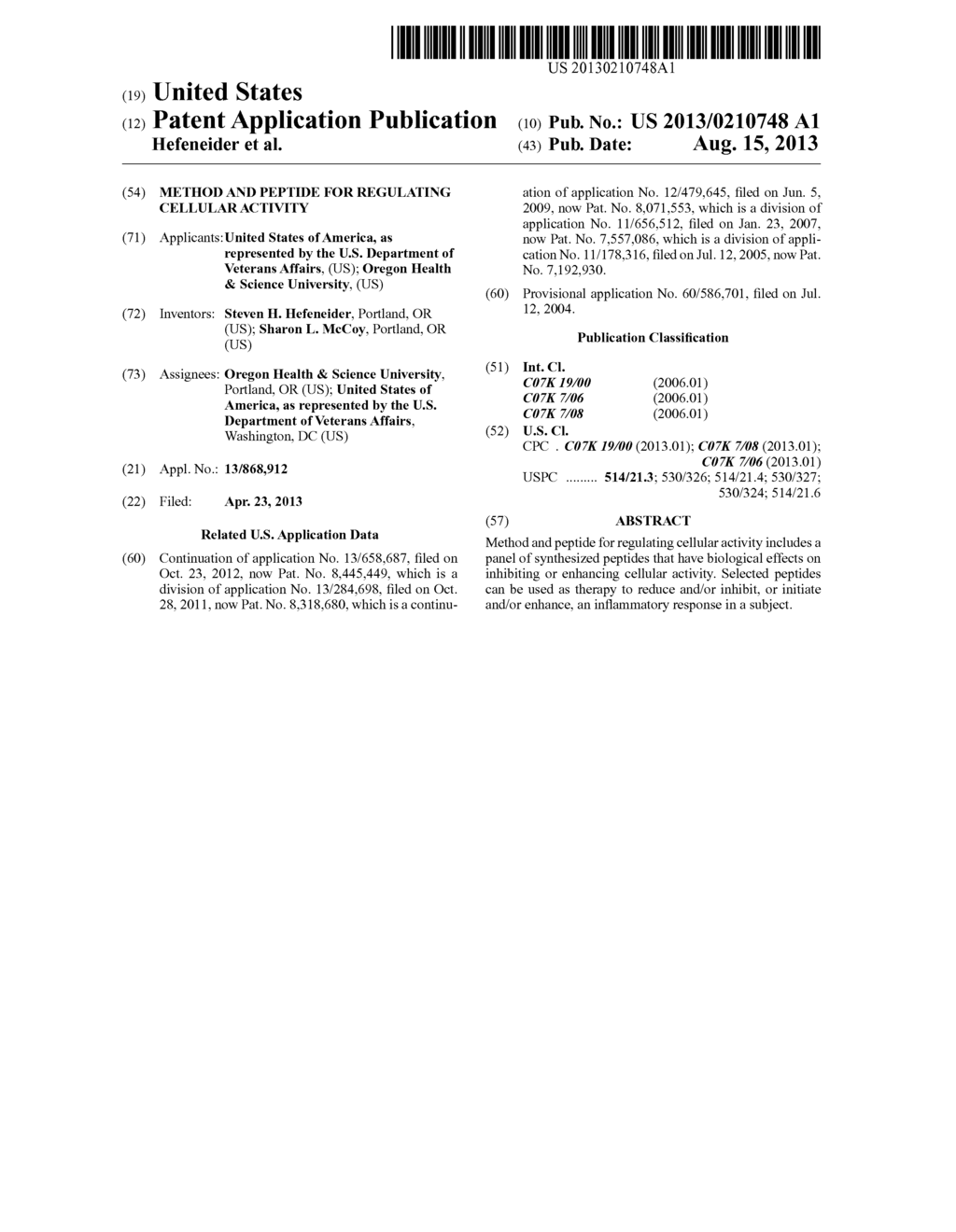 METHOD AND PEPTIDE FOR REGULATING CELLULAR ACTIVITY - diagram, schematic, and image 01