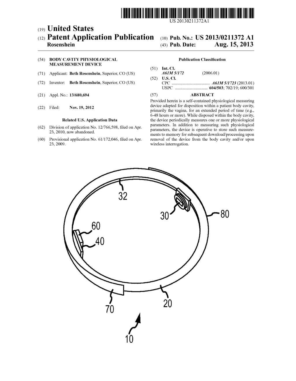 Body Cavity Physiological Measurement Device - diagram, schematic, and image 01