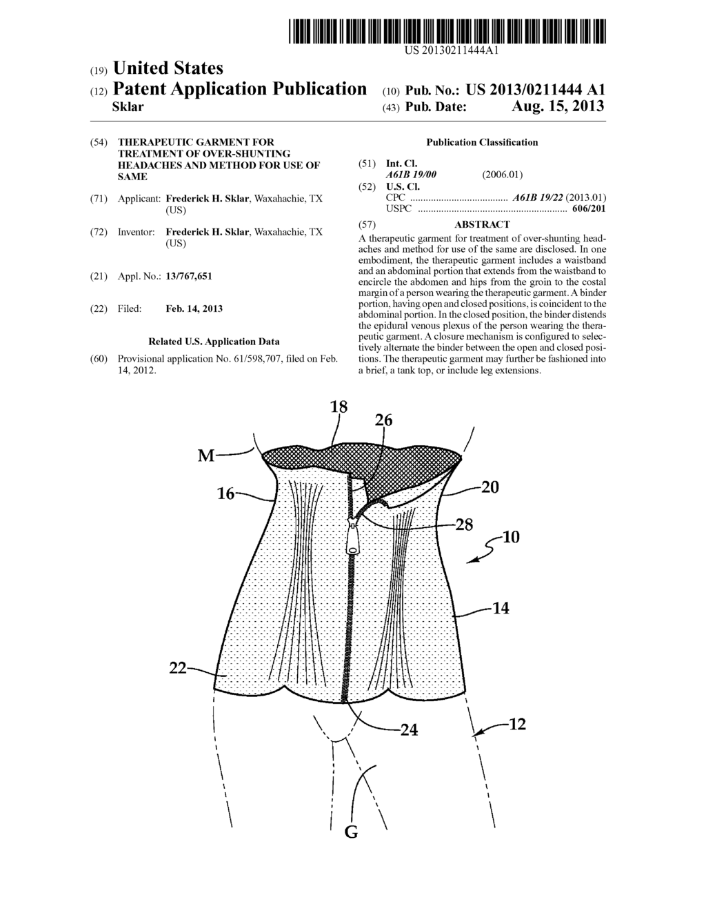 Therapeutic Garment for Treatment of Over-Shunting Headaches and Method     for Use of Same - diagram, schematic, and image 01