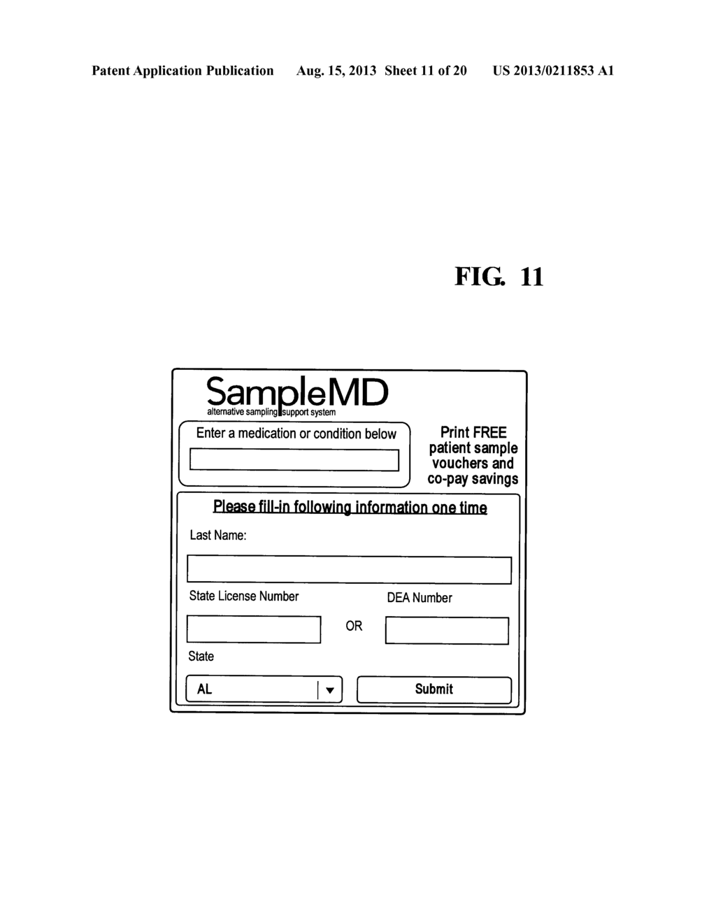 VIRTUAL SAMPLE CABINET SYSTEM AND METHOD FOR PRESCRIPTION DRUG MARKETING - diagram, schematic, and image 12