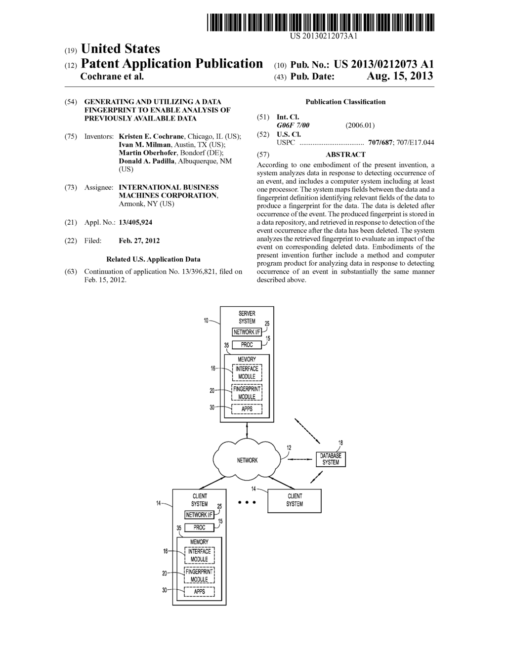 Generating and Utilizing a Data Fingerprint to Enable Analysis of     Previously Available Data - diagram, schematic, and image 01