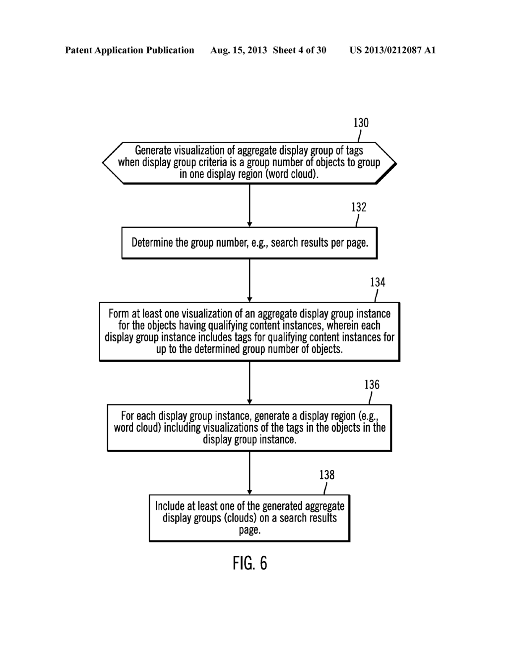 GENERATING VISUALIZATIONS OF A DISPLAY GROUP OF TAGS REPRESENTING CONTENT     INSTANCES IN OBJECTS SATISFYING A SEARCH CRITERIA - diagram, schematic, and image 05