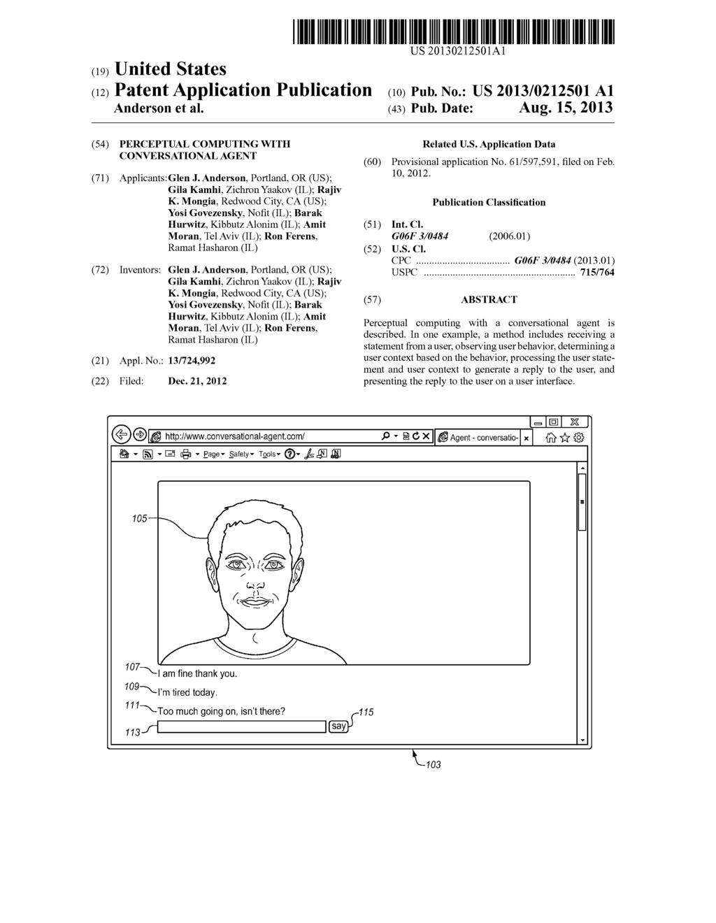 PERCEPTUAL COMPUTING WITH CONVERSATIONAL AGENT - diagram, schematic, and image 01