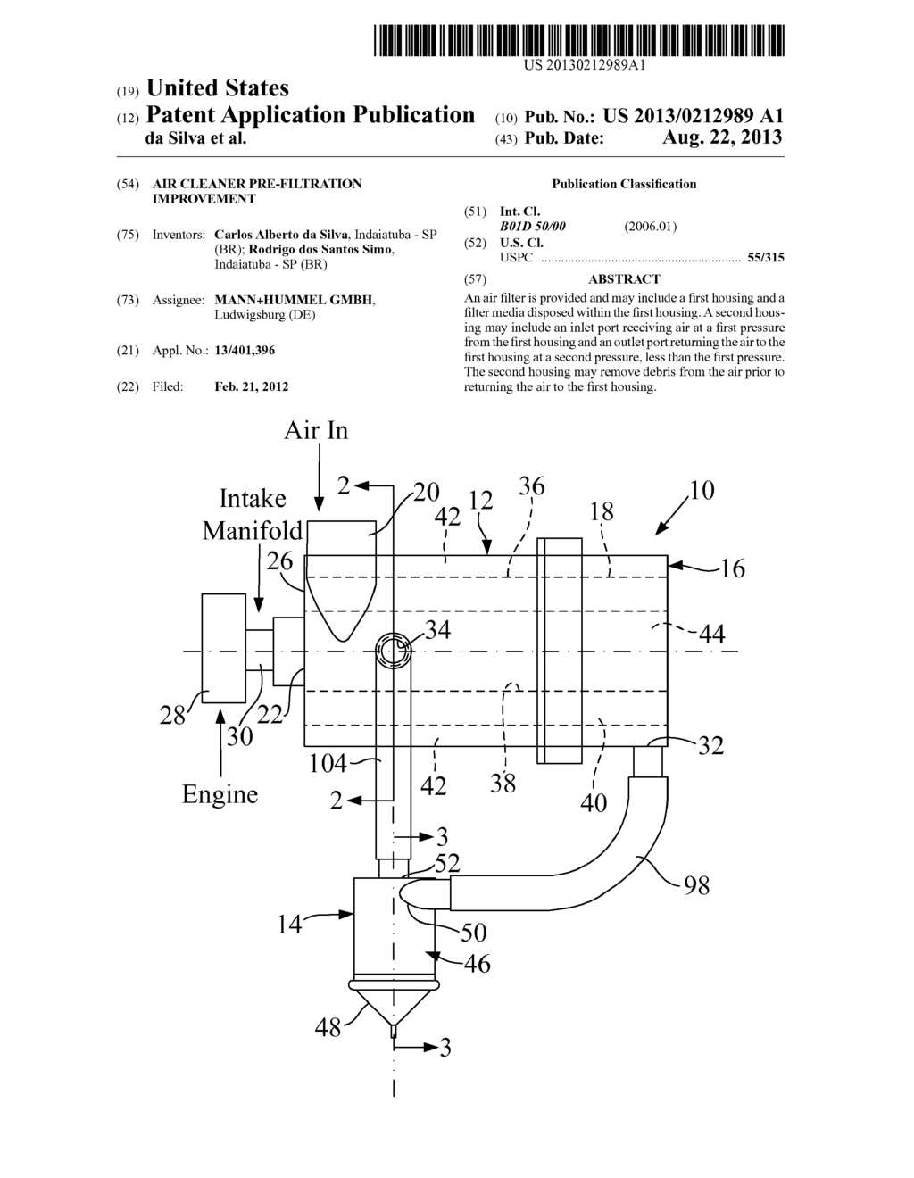 AIR CLEANER PRE-FILTRATION IMPROVEMENT - diagram, schematic, and image 01