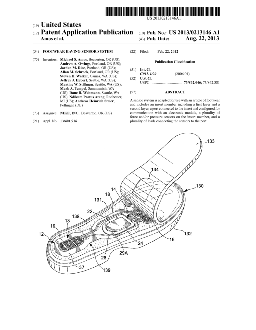 Footwear Having Sensor System - diagram, schematic, and image 01
