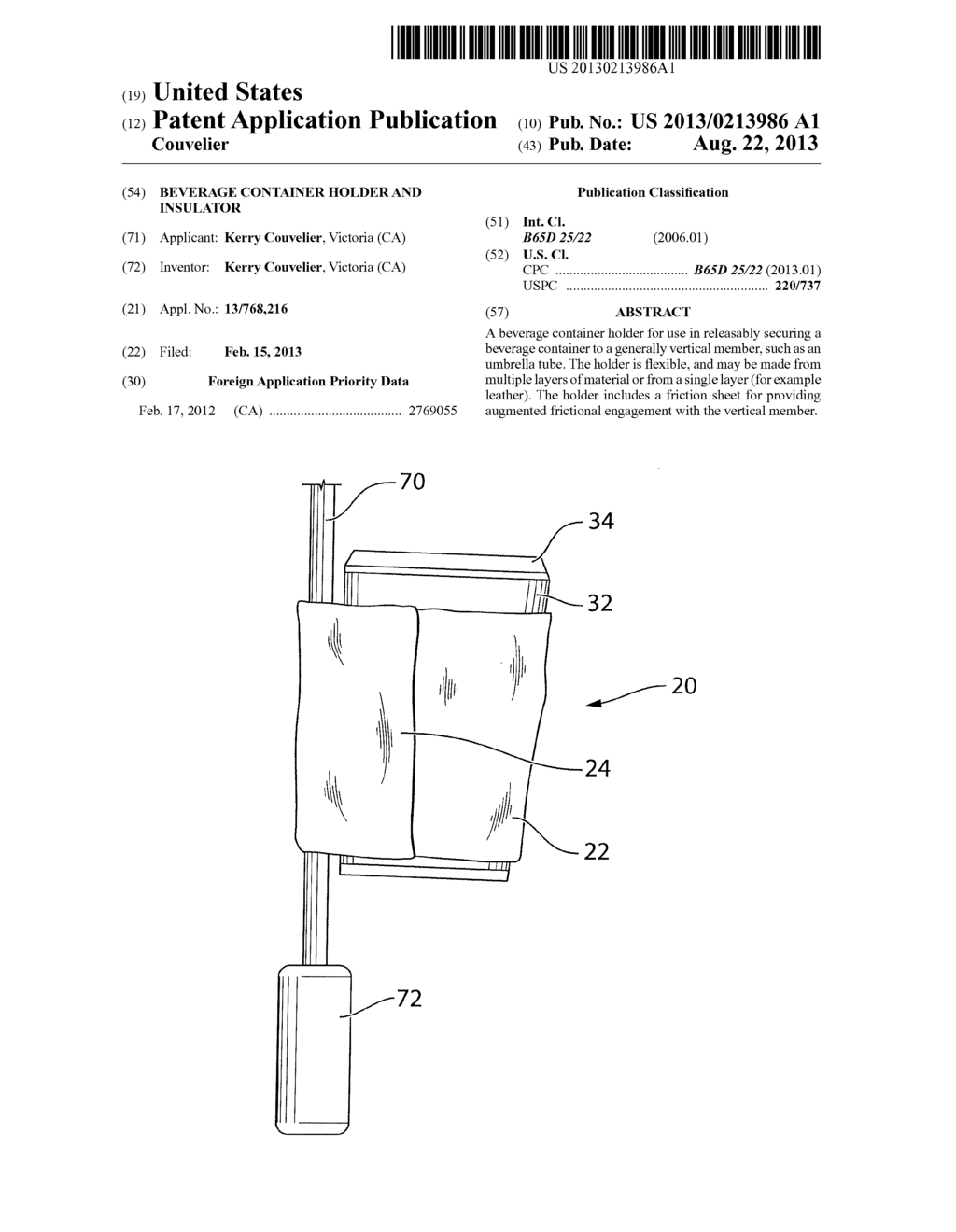 BEVERAGE CONTAINER HOLDER AND INSULATOR - diagram, schematic, and image 01