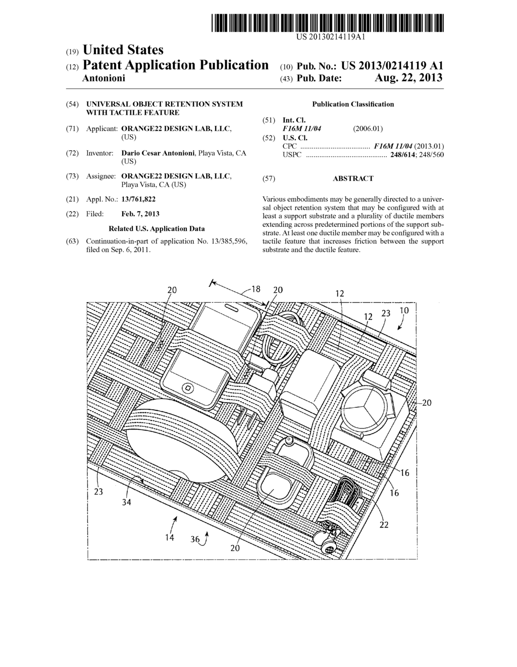 Universal Object Retention System With Tactile Feature - diagram, schematic, and image 01