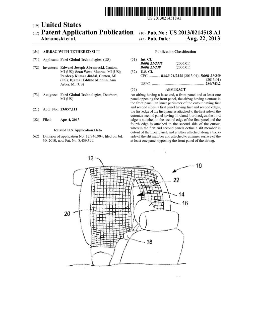 AIRBAG WITH TETHERED SLIT - diagram, schematic, and image 01