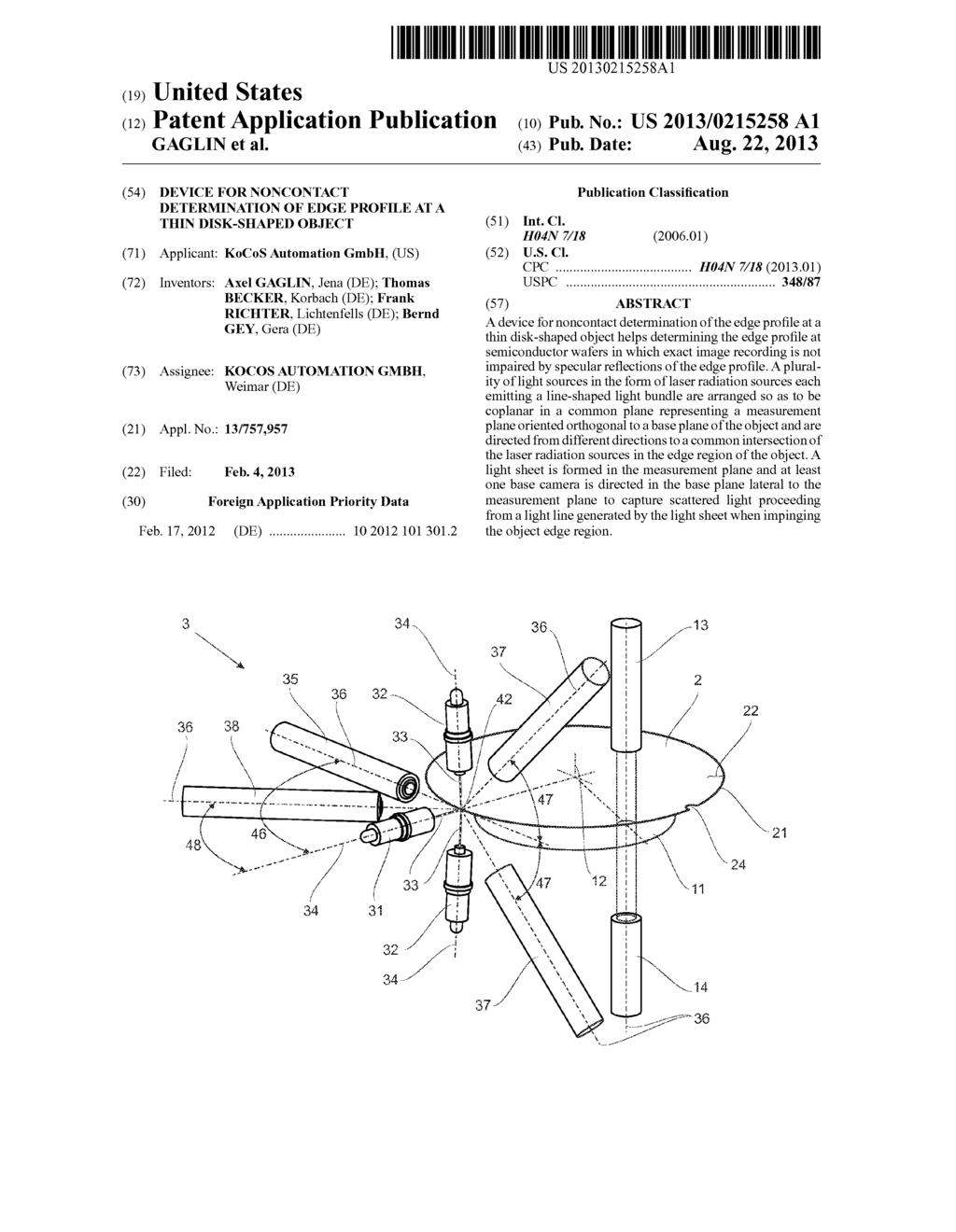 Device for Noncontact Determination of Edge Profile at a Thin Disk-Shaped     Object - diagram, schematic, and image 01