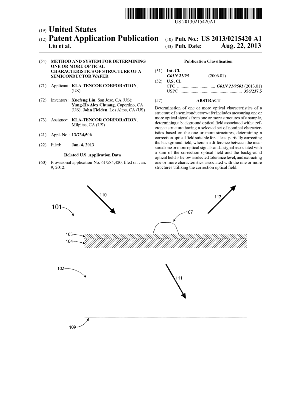 Method and System for Determining One or More Optical Characteristics of     Structure of a Semiconductor Wafer - diagram, schematic, and image 01