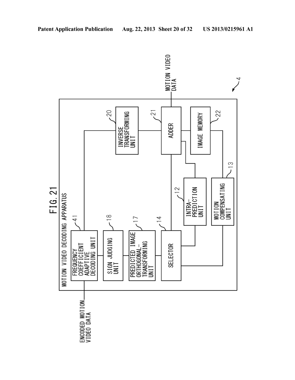 MOTION VIDEO ENCODING APPARATUS, MOTION VIDEO ENCODING METHOD, MOTION     VIDEO ENCODING COMPUTER PROGRAM, MOTION VIDEO DECODING APPARATUS, MOTION     VIDEO DECODING METHOD, AND MOTION VIDEO DECODING COMPUTER PROGRAM - diagram, schematic, and image 21