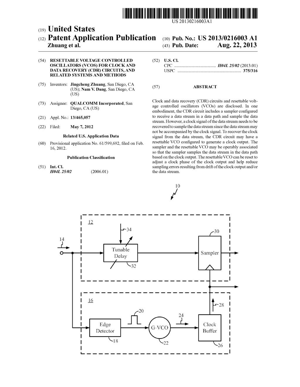 RESETTABLE VOLTAGE CONTROLLED OSCILLATORS (VCOs) FOR CLOCK AND DATA     RECOVERY (CDR) CIRCUITS, AND RELATED SYSTEMS AND METHODS - diagram, schematic, and image 01