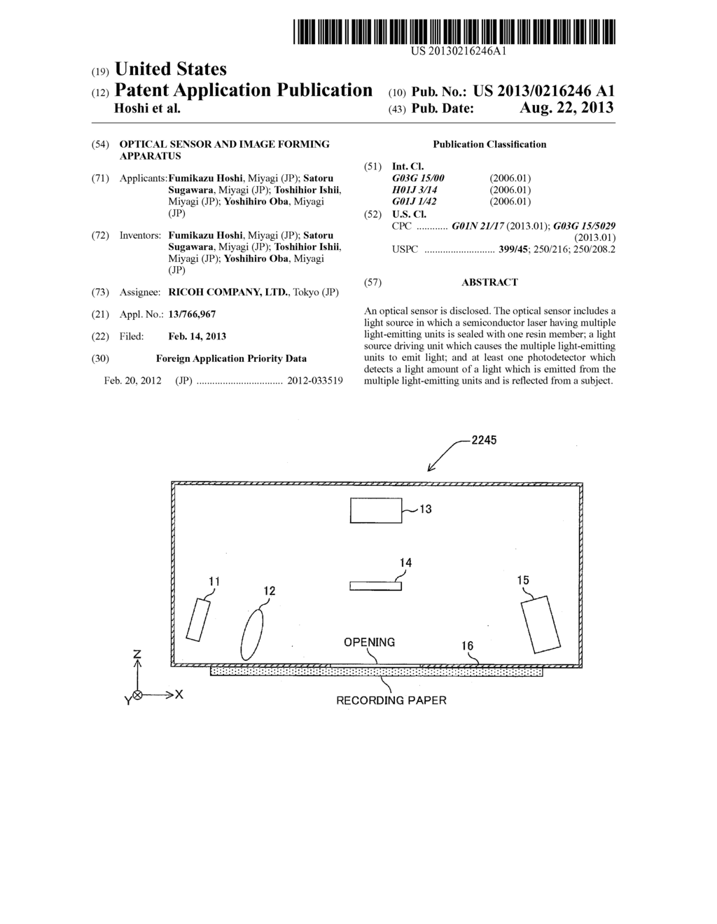 OPTICAL SENSOR AND IMAGE FORMING APPARATUS - diagram, schematic, and image 01