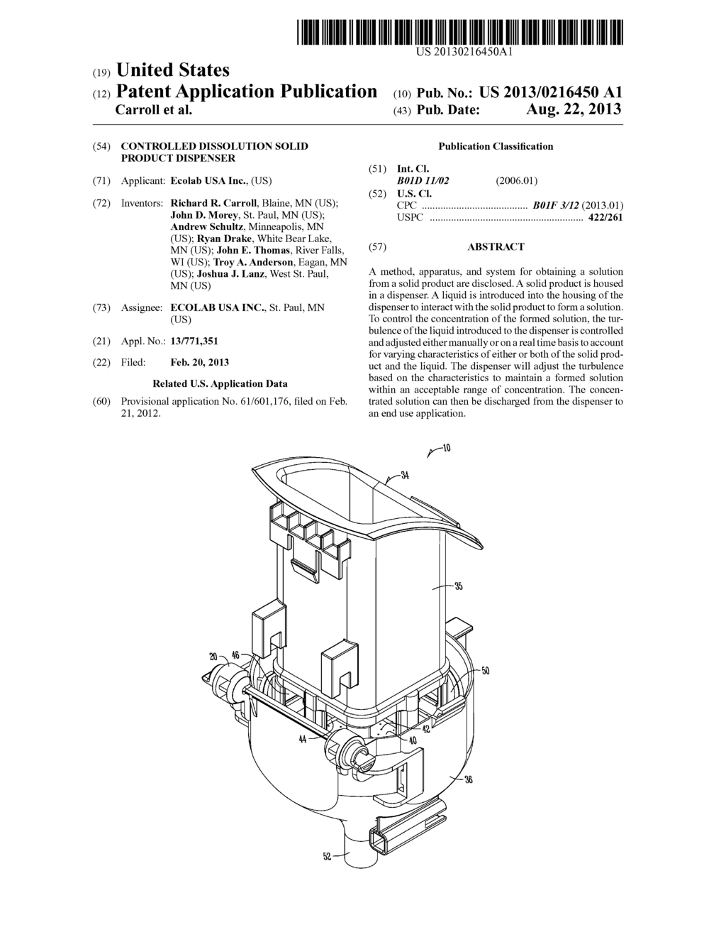 CONTROLLED DISSOLUTION SOLID PRODUCT DISPENSER - diagram, schematic, and image 01