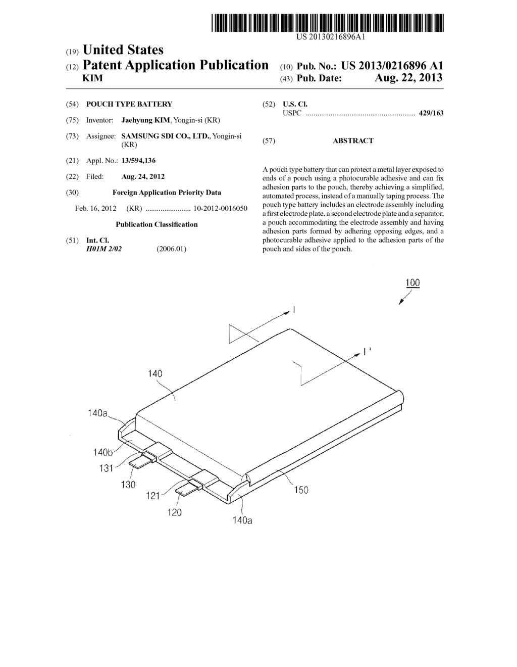 POUCH TYPE BATTERY - diagram, schematic, and image 01