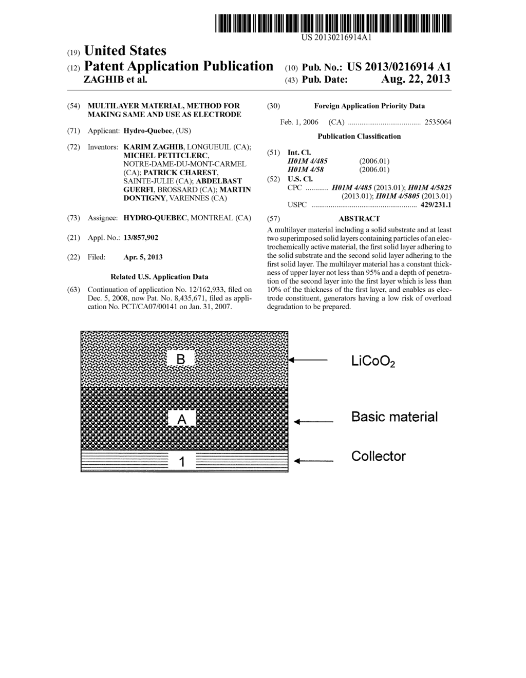 MULTILAYER MATERIAL, METHOD FOR MAKING SAME AND USE AS ELECTRODE - diagram, schematic, and image 01